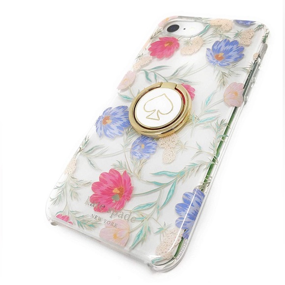 Kate Spade Hybrid Case & Attachable Ring Stand for iPhone 8/7/6s Clear/Flowers - Picture 2 of 7
